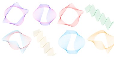 Tasarım elemanı çemberini ayarla İzole edilmiş koyu renk vektör altın halkadan. Harmanlama Aracı kullanılarak oluşturulan birçok parlak girdabın soyut dalgalı çizgileri. Sunumunuz için vektör illüstrasyonu EPS10