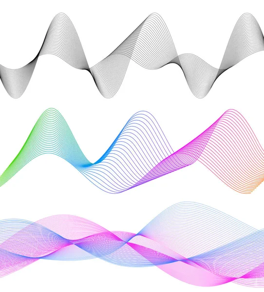 Set Abstract Lines Colors Design Element White Background Waves Vector — Image vectorielle