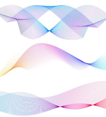 Dalgaların beyaz arka planında soyut çizgi renk tasarım ögesini ayarla. Vector Illustration, grunge şık kartvizit, basılı broşür, el ilanı, afiş, kapak kitabı, etiket, kumaş için 10 puan aldı