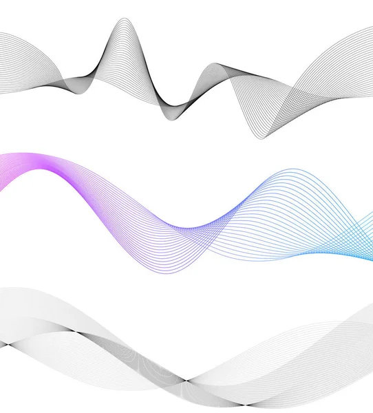 Set Abstract Lines Colors Design Element White Background Waves Vector — Archivo Imágenes Vectoriales