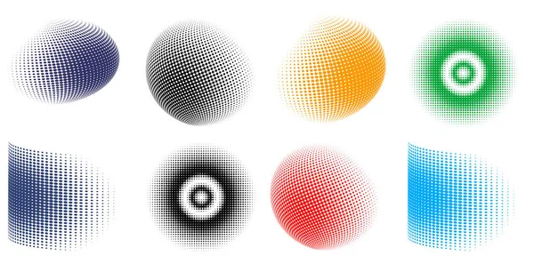 Set Elementos Diseño Símbolo Marco Medio Tono Editable Patrón Círculo — Archivo Imágenes Vectoriales