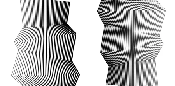 Abstrakte Linien Schwarzes Weißes Gestaltungselement Auf Weißem Hintergrund Von Winkelwellen — Stockvektor