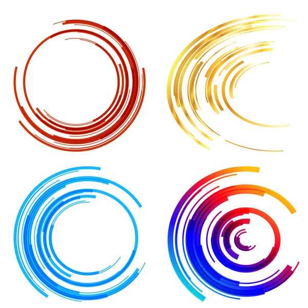 Stel Ontwerpelement Cirkel Geïsoleerde Vet Vector Kleuren Gouden Ring Van — Stockvector