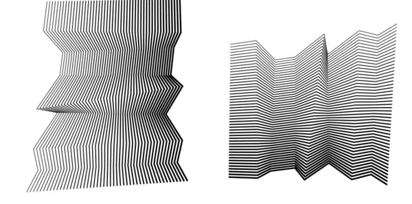 Lignes Abstraites Élément Conception Blanc Noir Sur Fond Blanc Ondes — Image vectorielle