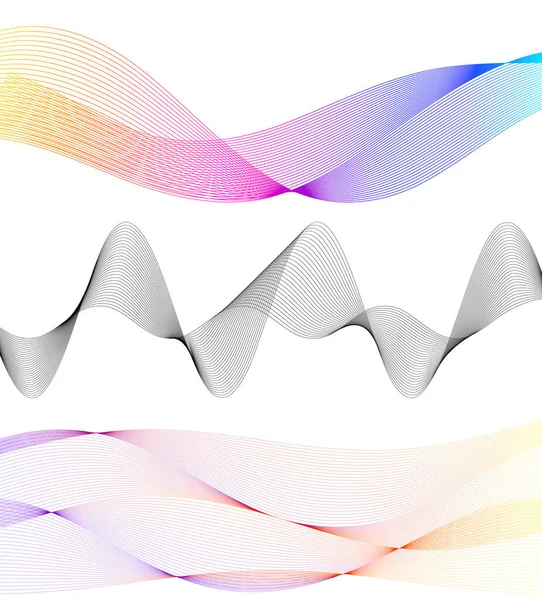 Set Abstract Lines Colors Design Element White Background Waves Vector — Stockvektor