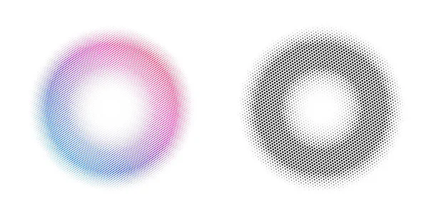 集设计元素符号可在白色背景上编辑半色调框圆点图案 矢量用黑色的随机点表示10帧图 使用半色调圆点文字的圆形边框图标 — 图库矢量图片