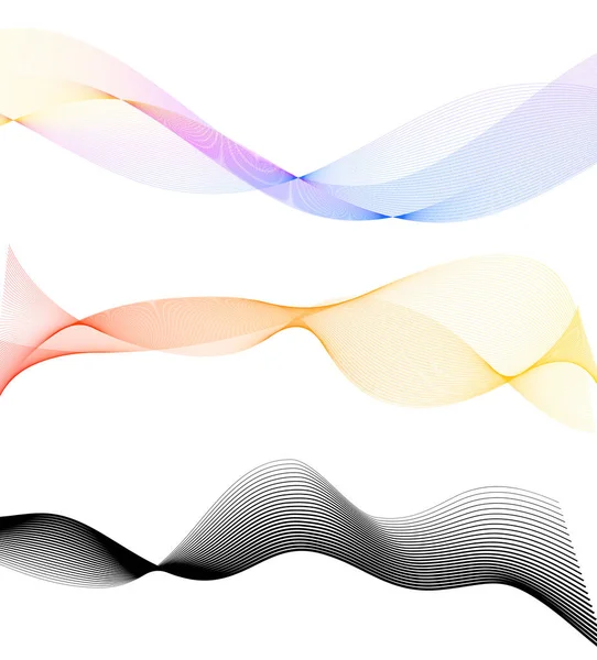 Встановити Елемент Дизайну Абстрактних Ліній Білому Тлі Хвиль Векторна Ілюстрація — стоковий вектор