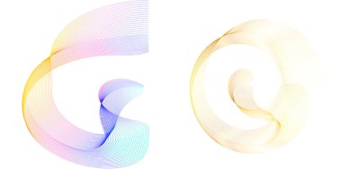 Tasarım elemanı çemberini ayarla İzole edilmiş koyu renk vektör altın halkadan. Harmanlama Aracı kullanılarak oluşturulan birçok parlak girdabın soyut dalgalı çizgileri. Sunumunuz için vektör illüstrasyonu EPS10