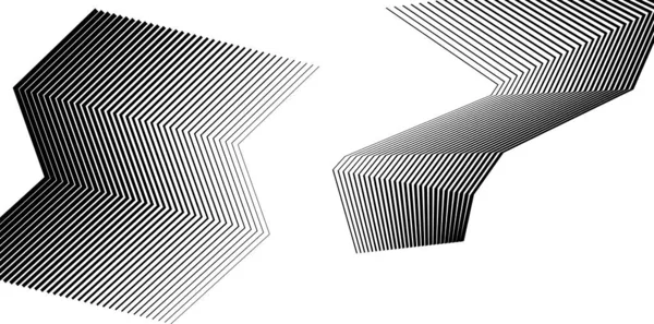 Абстрактні Лінії Чорно Білий Елемент Дизайну Білому Тлі Кутових Хвиль — стоковий вектор