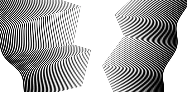 Abstraktní Čáry Černá Bílá Design Prvek Bílém Pozadí Úhlových Vln — Stockový vektor