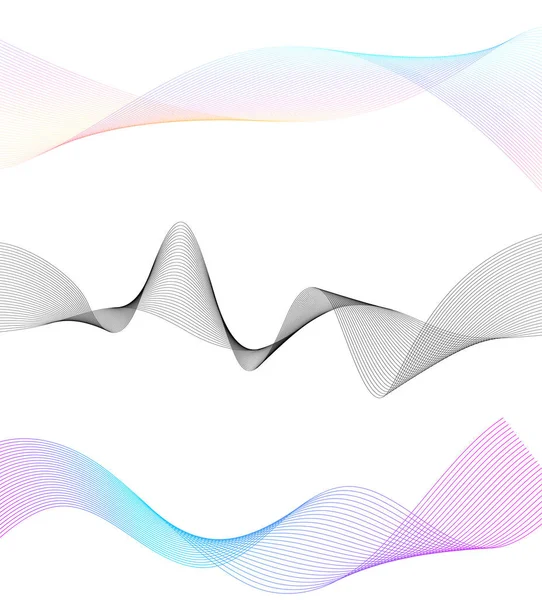 Set Abstract Lines Colors Design Element White Background Waves Vector — Stock vektor