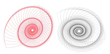 Tasarım elemanı çemberini ayarla İzole edilmiş koyu renk vektör altın halkadan. Harmanlama Aracı kullanılarak oluşturulan birçok parlak girdabın soyut dalgalı çizgileri. Sunumunuz için vektör illüstrasyonu EPS10