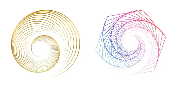 Ensemble Cercle Élément Design Isolé Couleurs Vectorielles Audacieuses Bague Dorée — Image vectorielle