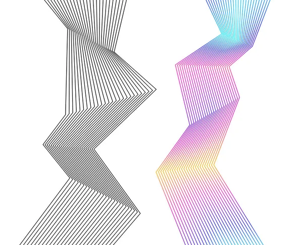 Abstrakte Linien Schwarzes Weißes Gestaltungselement Auf Weißem Hintergrund Von Winkelwellen — Stockvektor