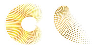 Tasarım elemanı çemberini ayarla İzole edilmiş koyu renk vektör altın halkadan. Harmanlama Aracı kullanılarak oluşturulan birçok parlak girdabın soyut dalgalı çizgileri. Sunumunuz için vektör illüstrasyonu EPS10