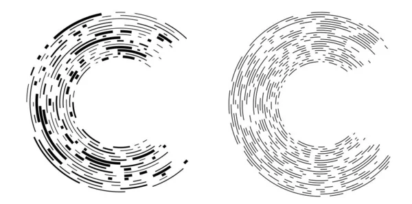 Set Elementos Diseño Símbolo Marco Medio Tono Editable Patrón Círculo — Archivo Imágenes Vectoriales