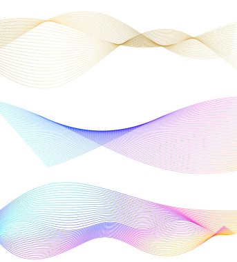 Dalgaların beyaz arka planında soyut çizgi renk tasarım ögesini ayarla. Vector Illustration, grunge şık kartvizit, basılı broşür, el ilanı, afiş, kapak kitabı, etiket, kumaş için 10 puan aldı