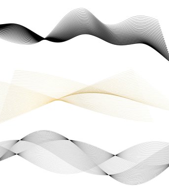 Dalgaların beyaz arka planında soyut çizgi renk tasarım ögesini ayarla. Vector Illustration, grunge şık kartvizit, basılı broşür, el ilanı, afiş, kapak kitabı, etiket, kumaş için 10 puan aldı