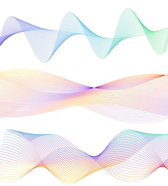 Dalgaların beyaz arka planında soyut çizgi renk tasarım ögesini ayarla. Vector Illustration, grunge şık kartvizit, basılı broşür, el ilanı, afiş, kapak kitabı, etiket, kumaş için 10 puan aldı