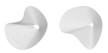 Tasarım elemanı çemberini ayarla İzole edilmiş koyu renk vektör altın halkadan. Harmanlama Aracı kullanılarak oluşturulan birçok parlak girdabın soyut dalgalı çizgileri. Sunumunuz için vektör illüstrasyonu EPS10