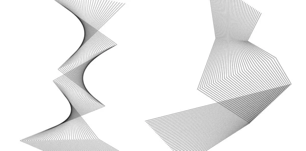 Líneas Abstractas Elemento Diseño Blanco Negro Sobre Fondo Blanco Ondas — Archivo Imágenes Vectoriales