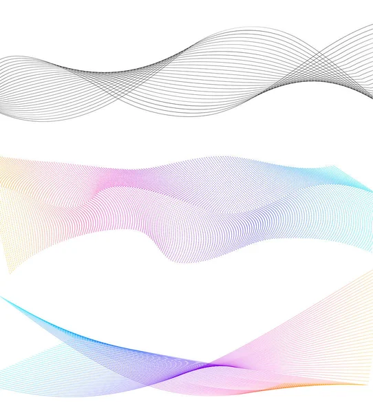 Set Abstract Lines Colors Design Element White Background Waves Vector — Vetor de Stock