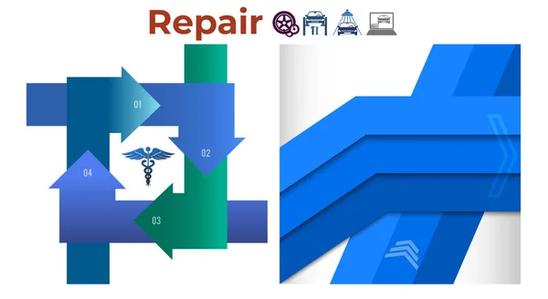 Auto Service Und Auto Reparatur Und Reifen Infografik Stil Hintergrund — Stockvektor