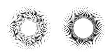 Büküm çizgilerinin beyaz arka planında soyut spiral siyah noktalar beyaz tasarım elementi. Vector Illustration zarif kartvizit, broşür, broşür, afiş için 10 pound. Altın oran geleneksel logo