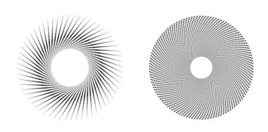 Büküm çizgilerinin beyaz arka planında soyut spiral siyah noktalar beyaz tasarım elementi. Vector Illustration zarif kartvizit, broşür, broşür, afiş için 10 pound. Altın oran geleneksel logo