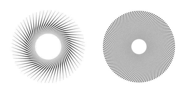 Elemento Diseño Blanco Puntos Negros Espirales Abstractos Sobre Fondo Blanco — Vector de stock