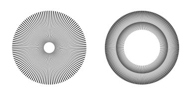 Reklam broşürü tasarım elemanları. Beyaz arka plan ve merkezden gelen zarif güneş çizgileri. Şablon broşürü, tasarım broşürü, haber bültenleri, afişler için vektör illüstrasyonu EPS 10