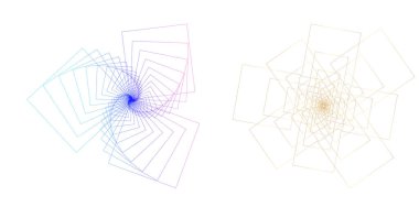 Büküm çizgilerinin beyaz arka planında soyut spiral gökkuşağı tasarımı ögesi. Vektör İllüstrasyonu, geleneksel oran vektör ikonu Fibonacci spiralinin 10 Altın oranına ulaştı. Zarif kartvizit için