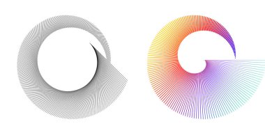 Büküm çizgilerinin beyaz arka planında soyut spiral gökkuşağı tasarımı ögesi. Vektör İllüstrasyonu, geleneksel oran vektör ikonu Fibonacci spiralinin 10 Altın oranına ulaştı. Zarif kartvizit için 
