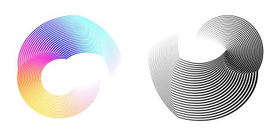 Büküm çizgilerinin beyaz arka planında soyut spiral gökkuşağı tasarımı ögesi. Vektör İllüstrasyonu, geleneksel oran vektör ikonu Fibonacci spiralinin 10 Altın oranına ulaştı. Zarif kartvizit için 