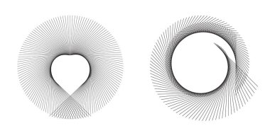 Tasarım elemanları. Bir sürü mor çizgi çemberi dalgası. Beyaz arka planda soyut dalgalı çizgiler izole edildi. Vektör illüstrasyon EPS 10. Harmanlama Aracı kullanılarak oluşturulan çizgilerle renkli dalgalar