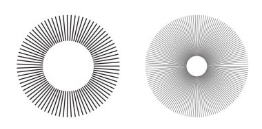 Reklam broşürü tasarım elemanları. Beyaz arka plan ve merkezden gelen zarif güneş çizgileri. Şablon broşürü, tasarım broşürü, haber bültenleri, afişler için vektör illüstrasyonu EPS 10