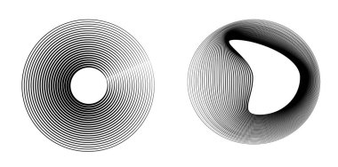 Tasarım elemanları. Bir sürü mor çizgi çemberi dalgası. Beyaz arka planda soyut dalgalı çizgiler izole edildi. Vektör illüstrasyon EPS 10. Harmanlama Aracı kullanılarak oluşturulan çizgilerle renkli dalgalar