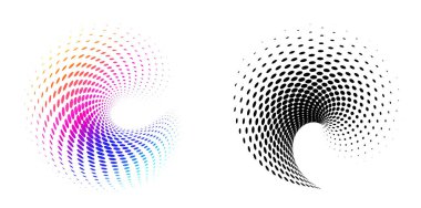 Büküm çizgilerinin beyaz arka planında soyut spiral siyah noktalar beyaz tasarım elementi. Vector Illustration zarif kartvizit, broşür, broşür, afiş için 10 pound. Altın oran geleneksel logo