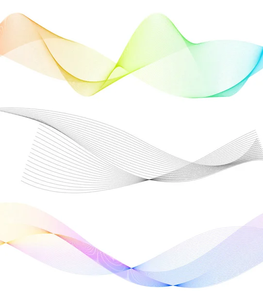 Елементи Дизайну Хвиля Багатьох Сірих Кольорових Ліній Абстрактні Хвилясті Смуги — стоковий вектор