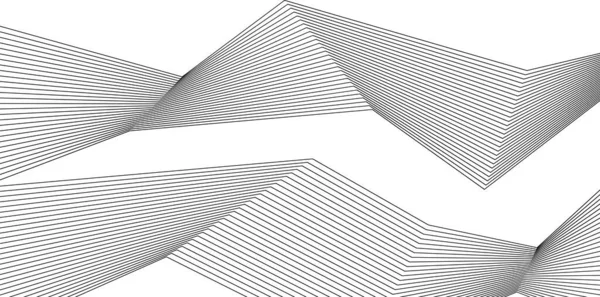 デザイン要素 曲線の鋭いコーナー多くのストリーク 白い背景に垂直方向に割れた縞が孤立している 創造的なバンドアート ベクトルイラストEps ブレンドツールで作成された黒い線 — ストックベクタ