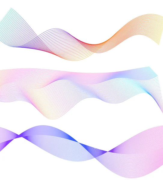 Eléments Design Vague Nombreuses Lignes Grises Colorées Rayures Ondulées Abstraites — Image vectorielle
