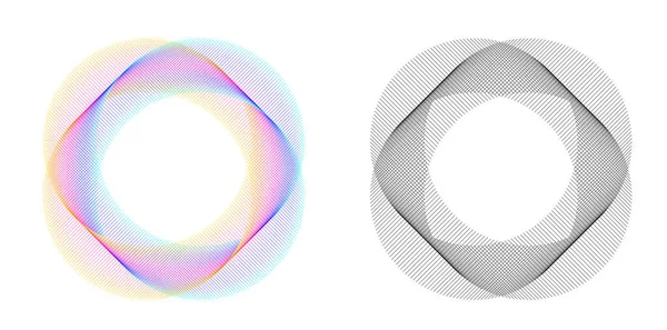 Designelemente Wellen Aus Vielen Violetten Linien Umkreisen Den Ring Abstrakte — Stockvektor