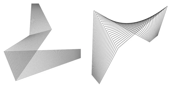 Елементи Дизайну Вигнуті Гострі Кути Багато Смуг Абстрактні Вертикальні Розбиті — стоковий вектор