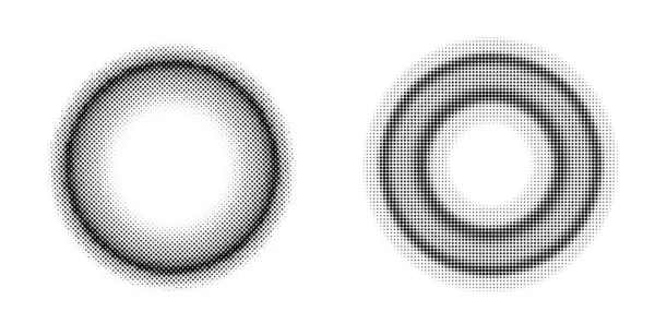デザイン要素のシンボルを設定白い背景に編集可能なハーフフレームドット円パターン ベクトル図は黒いランダムなドットで10フレームです 丸枠アイコン半円ドットテキストを使用 — ストックベクタ