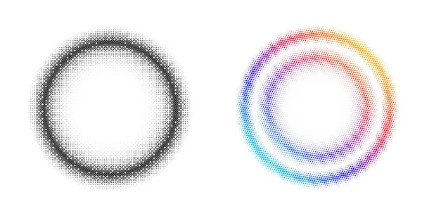 集设计元素符号可在白色背景上编辑半色调框圆点图案 矢量用黑色的随机点表示10帧图 使用半色调圆点文字的圆形边框图标 — 图库矢量图片