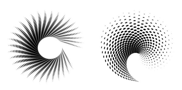 Abstrakte Spirale Schwarze Punkte Weißes Gestaltungselement Auf Weißem Hintergrund Verdrehter — Stockvektor