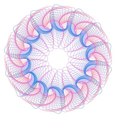 Tasarım elemanları. Bir sürü mor çizgi çemberi dalgası. Beyaz arka planda soyut dalgalı çizgiler izole edildi. Vektör illüstrasyon EPS 10. Karışımı kullanarak oluşturulan renkli dalgalar
