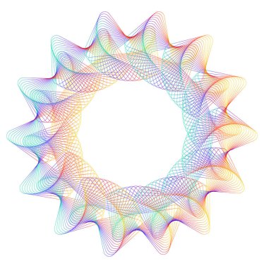 Tasarım elemanları. Bir sürü mor çizgi çemberi dalgası. Beyaz arka planda soyut dalgalı çizgiler izole edildi. Vektör illüstrasyon EPS 10. Harmanlama Aracı kullanılarak oluşturulan çizgilerle renkli dalgalar