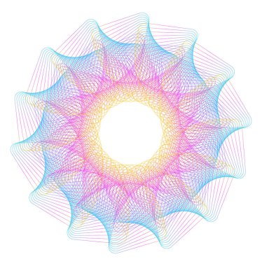 Tasarım elemanları. Bir sürü mor çizgi çemberi dalgası. Beyaz arka planda soyut dalgalı çizgiler izole edildi. Vektör illüstrasyon EPS 10. Harmanlama Aracı kullanılarak oluşturulan çizgilerle renkli dalgalar