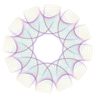 Tasarım elemanları. Bir sürü mor çizgi çemberi dalgası. Beyaz arka planda soyut dalgalı çizgiler izole edildi. Vektör illüstrasyon EPS 10. Karışımı kullanarak oluşturulan renkli dalgalar